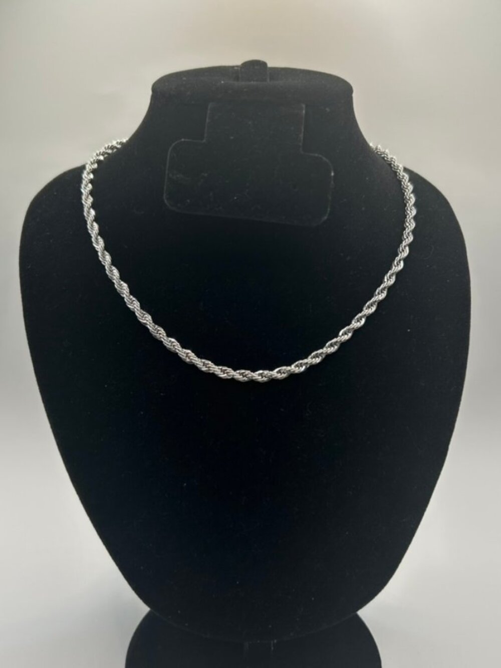 Womens Cute 925 Real Silver Rope Chain Plated 4mm 16 Inch Pretty Waterproof